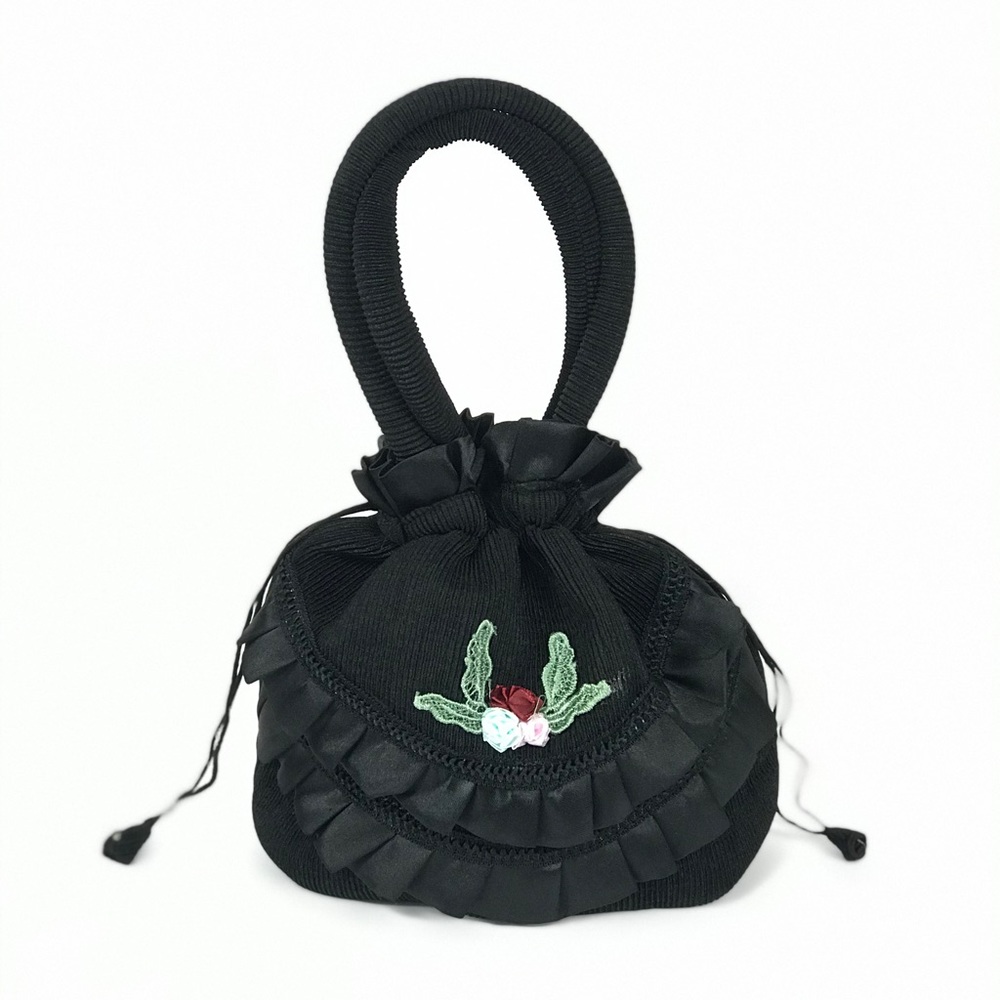 Vtg 90s black drawstring purse does Victorian